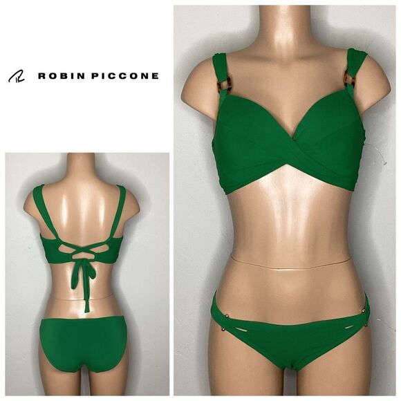 New. Robin Piccone green bikini. D cup-top/ M- bottom. Retails $215 - Picture 1 of 8
